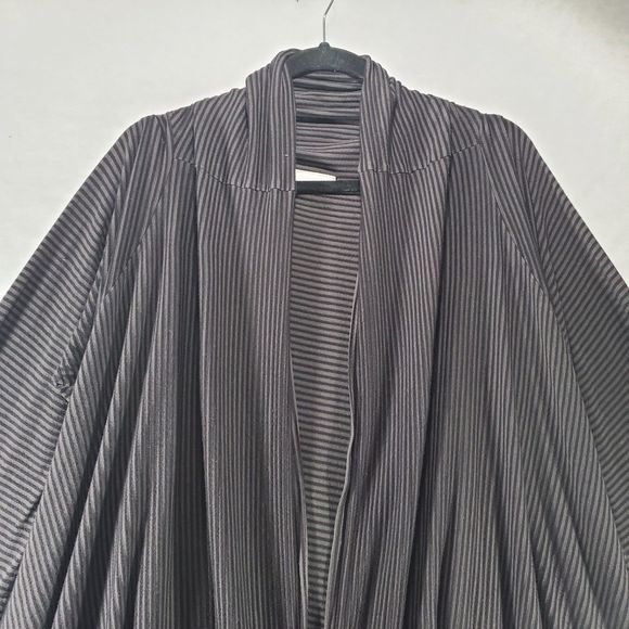 L Bryn Walker Knit Striped Shawl Collar Waterfall Cardigan Longline Lagenlook - Picture 8 of 13